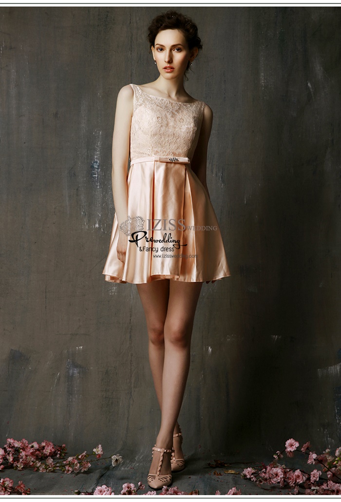 ฺBM0110 - พรีออเดอร์ ชุดเพื่อนเจ้าสาวราตรีสั้นสีฟ้าและสีโอโรส น่ารักมากๆค่ะ