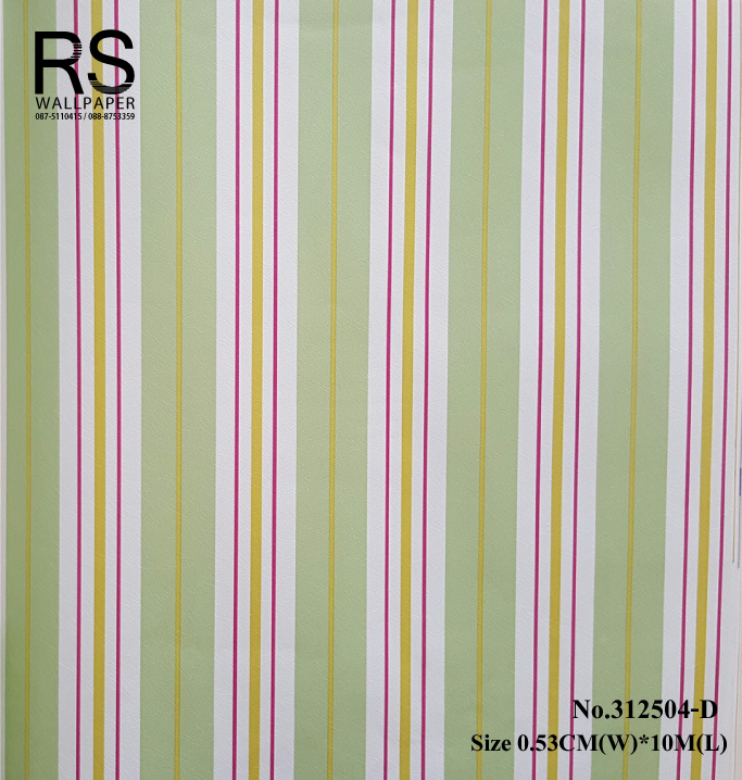วอลเปเปอร์ ล้างสต๊อกลายทาง สีเขียวมะนาว สีเขียว สด 312504-D