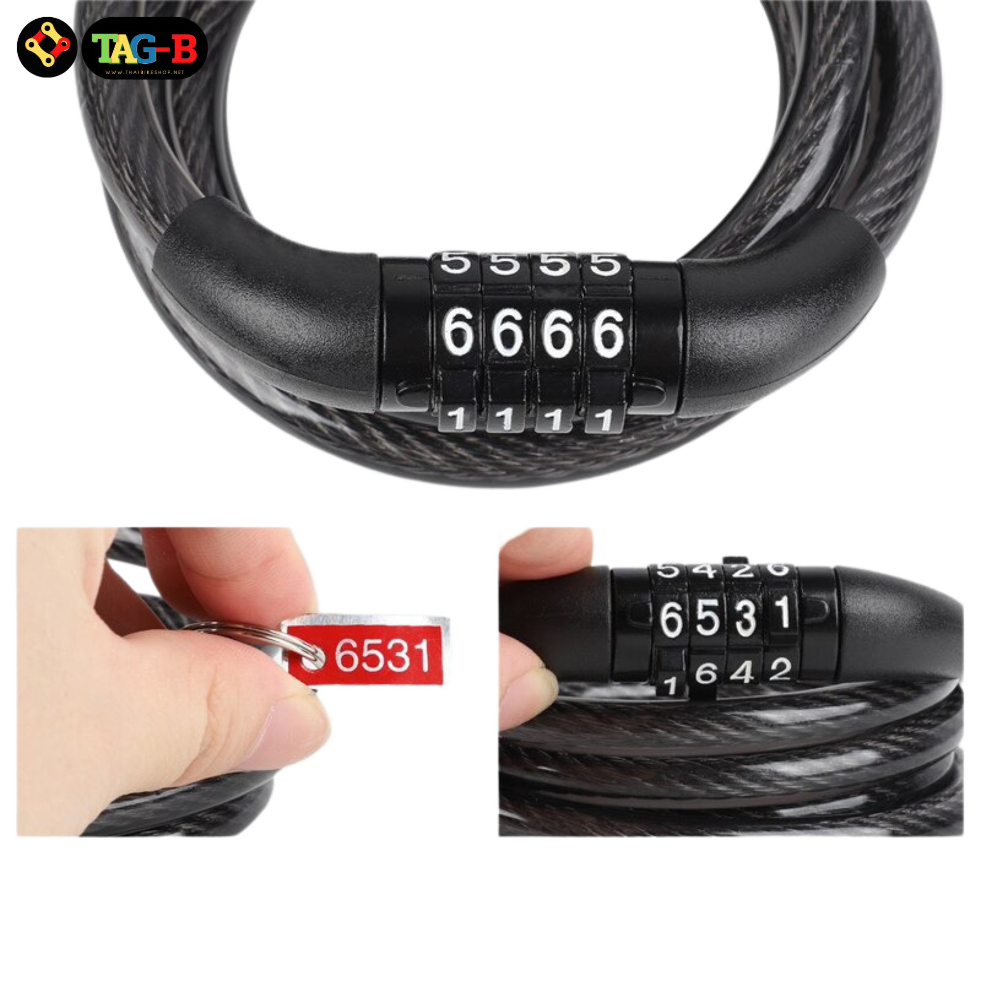 สายล็อคจักรยานพกพา ล็อคหมวกกันน็อค ยี่ห้อ tonyon แบบ 4 รหัส