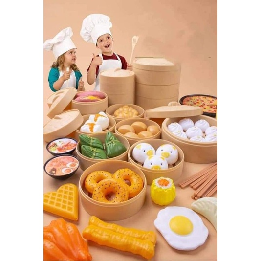 ติ่มซำ ขนมจีบของเล่น บทบาทสมมติ ชุดขนมจีบ ของเล่นร้านอาหารจีน