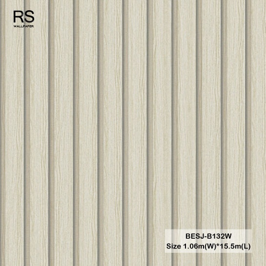 วอลเปเปอร์ลายไม้ระแนง ขนาด 4 เซ็นฯ ร่อง 1 เซ็นฯครึ่ง BESJ-B132W