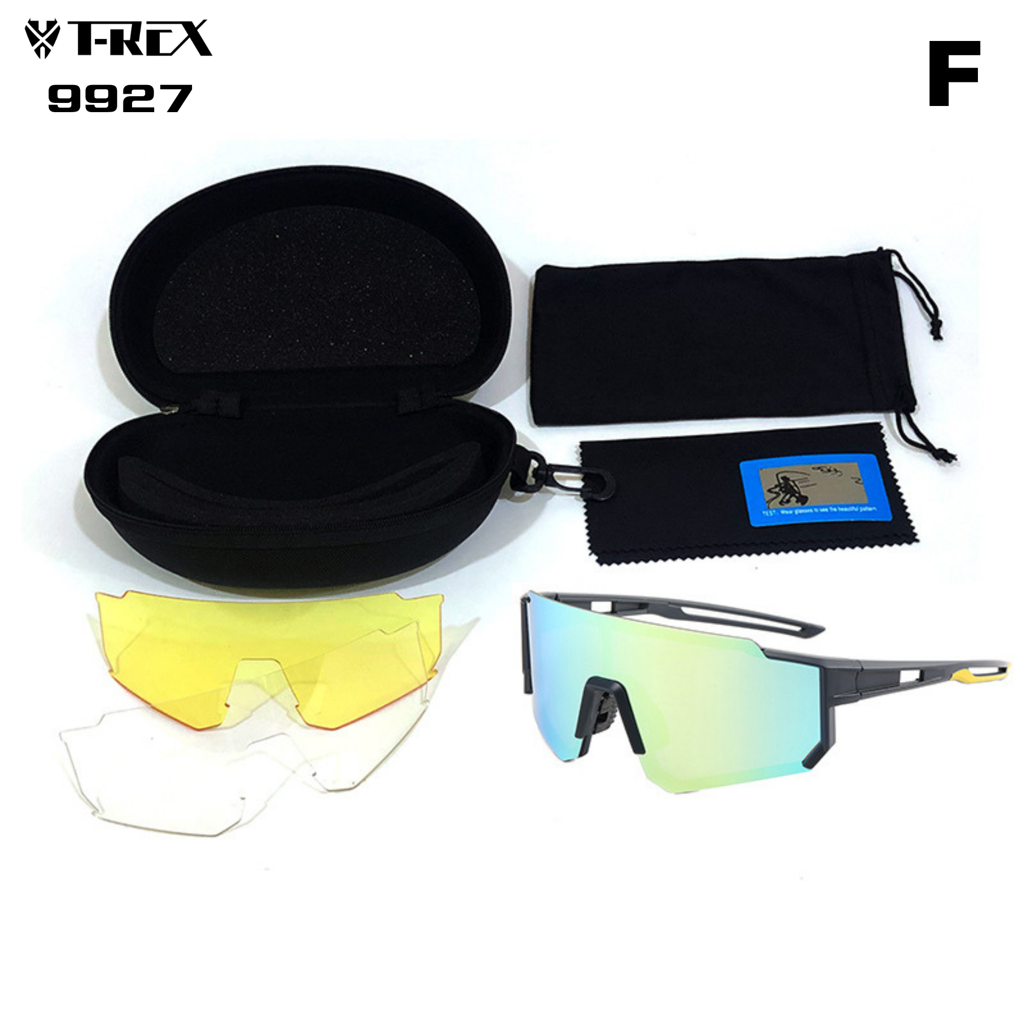 แว่นตาปั่นจักรยาน T-REX รุ่น 9927 3เลนส์ POLARIZE กันแดด กันลม กันฝุ่น UV แว่นกันแดด แว่นปั่น