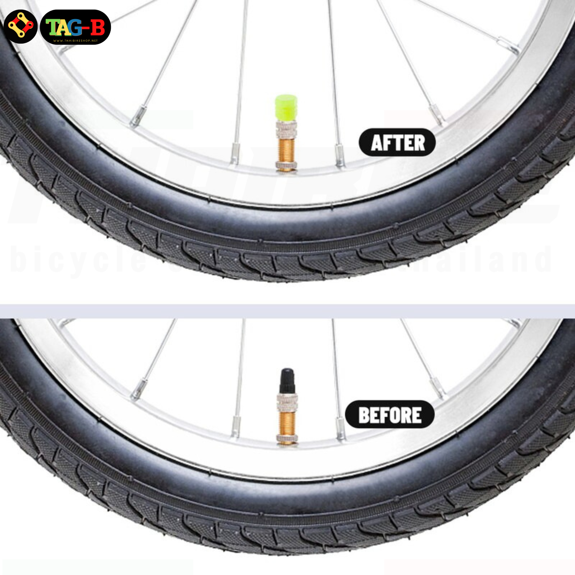 ฝาปิดจุ๊บลมจักรยาน มอเตอร์ไซต์ รถยนต์แบบจุ๊บใหญ่ AV สีเขียวสะท้อนแสง