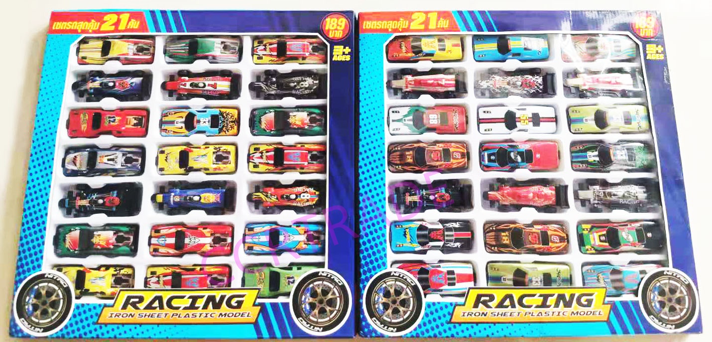 เซ็ทรถแข่งเหล็ก 21 ชิ้นกล่องใหญ่ 29x30 ซม.(1x3)