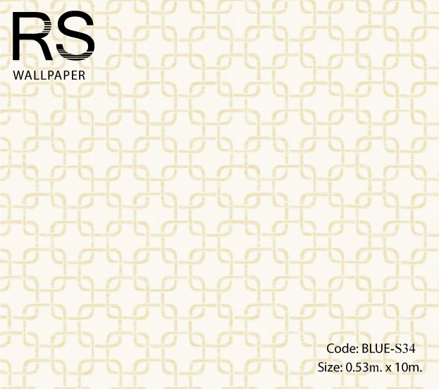 วอลเปเปอร์ลายโมเดิร์นสี่เหลี่ยมคล้องกันเป็นโซ่พื้นโทนสีมุกอมทอง BLUE-S34