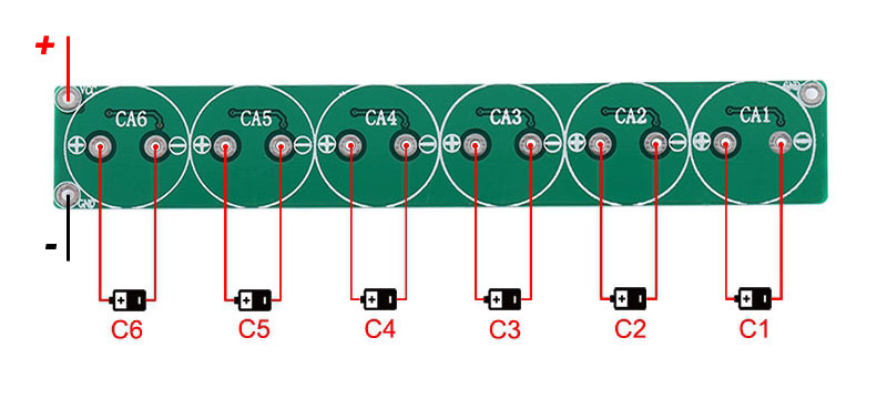 Super Capacitor 2.7V 6-Cell 22mm Series Balancer