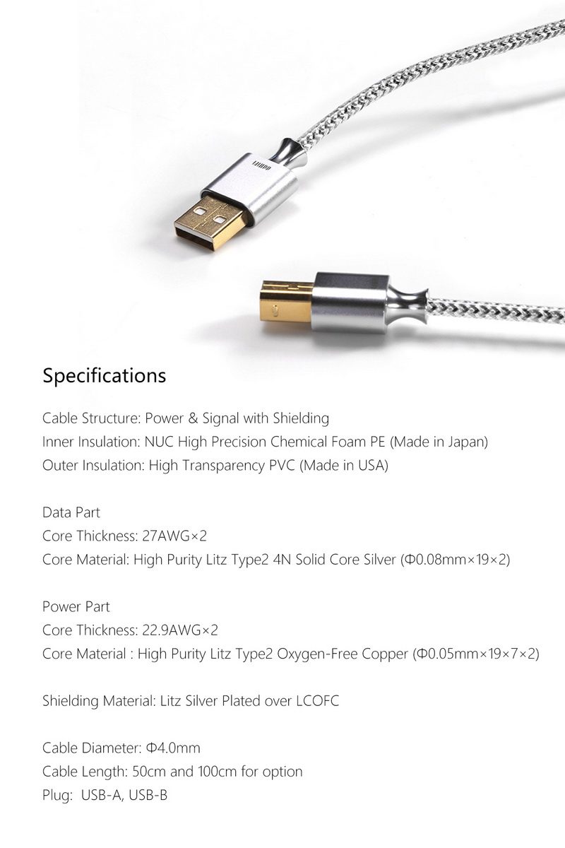 DD TC07BA สายแปลง USB-A เป็น USB-B สำหรับเครื่องเสียง