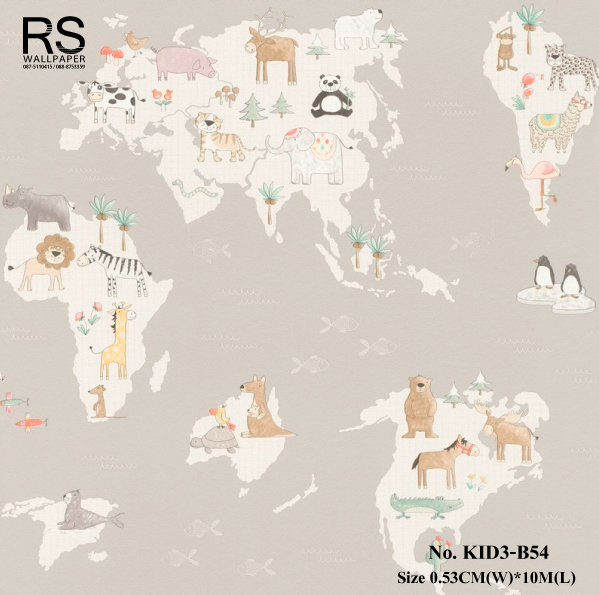 วอลเปเปอร์ลายสัตว์ท้องถิ่นบนแผนที่ No.KID3-B54