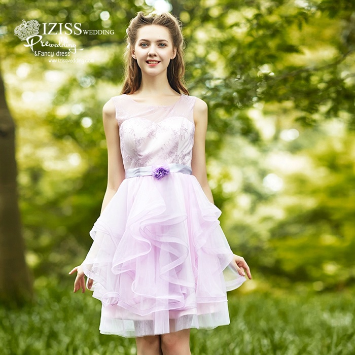 ฺBM0122 - พรีออเดอร์ ชุดเพื่อนเจ้าสาวราตรีสั้นธีมสีม่วง น่ารักมากๆค่ะ