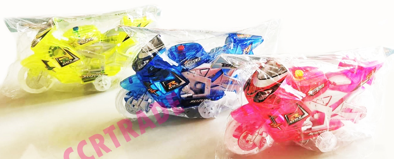 รถมอเตอร์ไซด์ มีเสียง มีไฟถุง PVC 21.5 ซม.(มีถ่านในตัว)