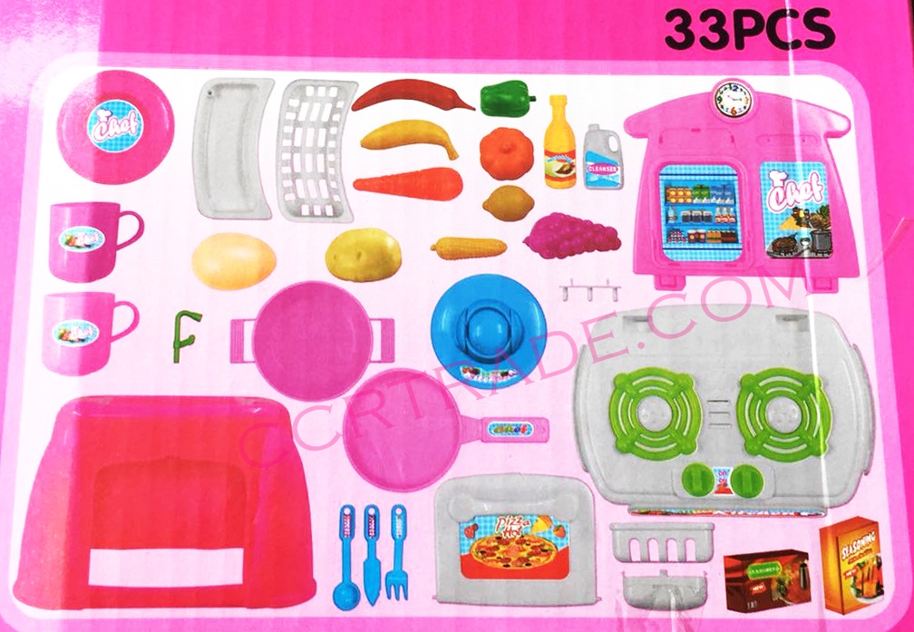 ชุดโต๊ะแม่ครัว mini +อุปกรณ์ 33 ชิ้น มีเสียง มีไฟ กล่อง(1x3)