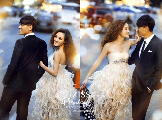 PW073 - **เลิกผลิตค่ะ** ชุดคู่ถ่ายพรีเวดดิ้ง (prewedding dress) & ชุดแต่งงานแฟนซี (Fancy wedding dress)ชายหญิง "ธีมสีขาวครีม-ดำ"