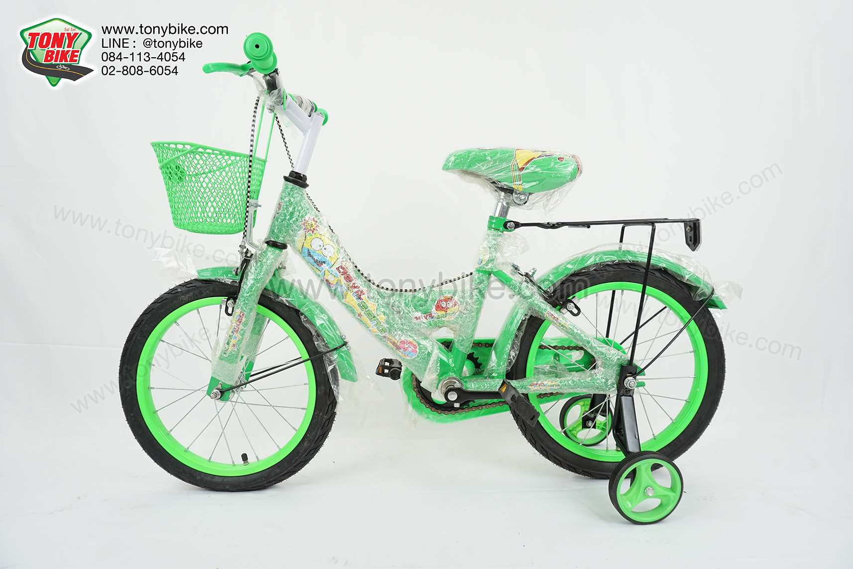 จักรยานเด็ก ล้อ 16 นิ้ว แฮนด์ตรง สีเขียว