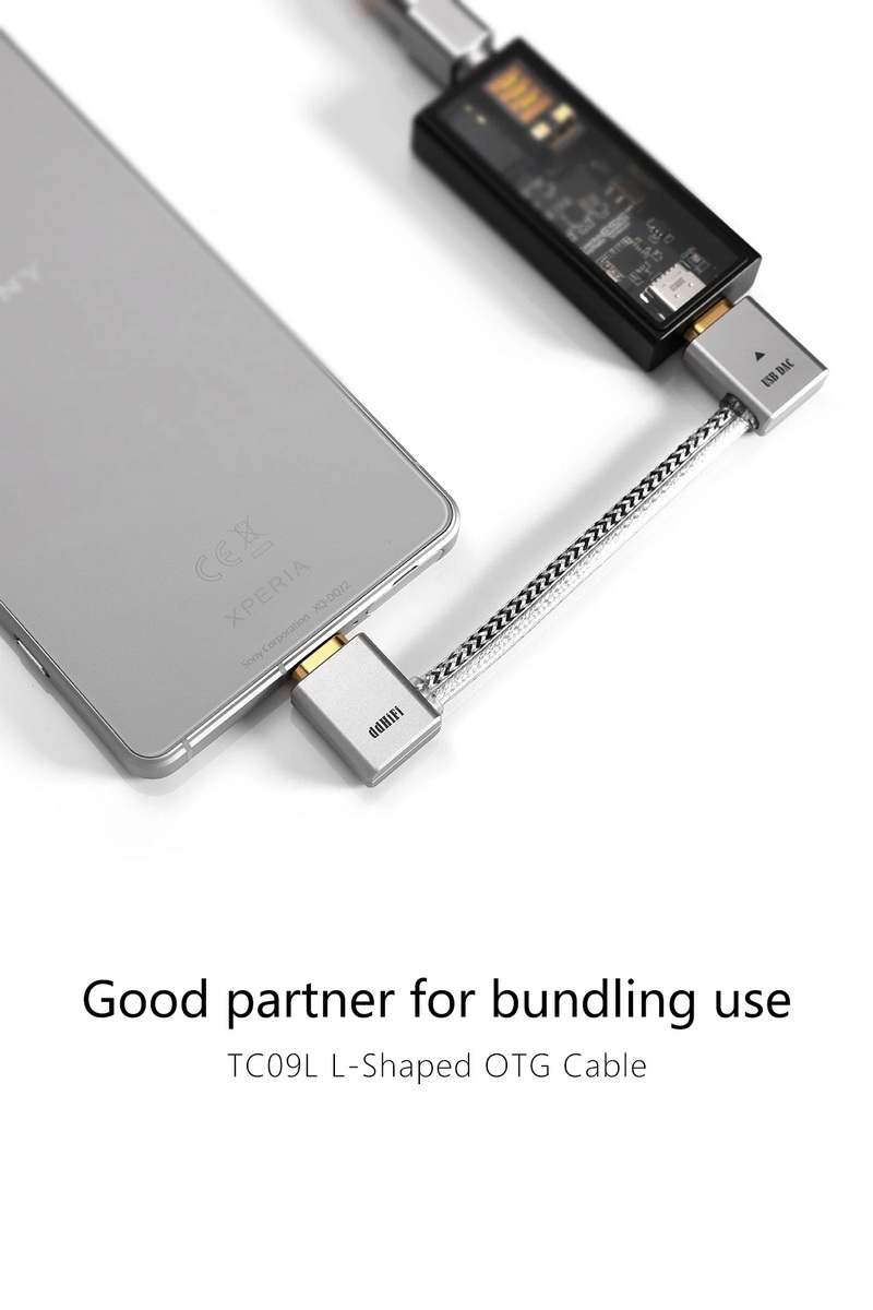 DD TC09L สายแปลง USB TypeC เป็น TypeC OTG (หัวปลั๊กตัว L) สำหรับเครื่องเสียง