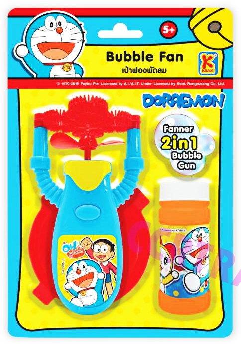 พัดลมเป่าฟองโดราเอม่อน+น้ำยาแผง 22 ซม.(ลิขสิทธิ์แท้)(1x3)