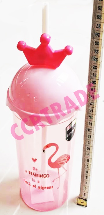 แก้วฟลามิโก้จัมโบ้ มีฝา+หลอด 8x18 ซม.