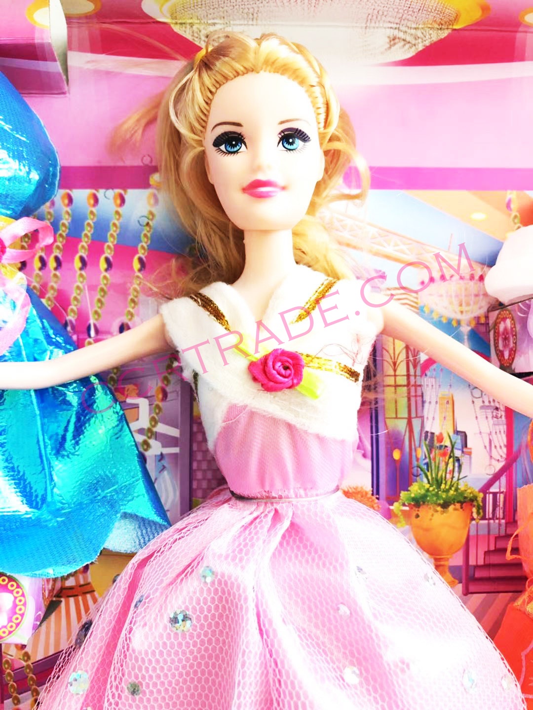 บาร์บี้แต่งตัว+กระโปรง 12 ชุดกล่องจัมโบ้ 38 ซม.(แขนงอได้)(1x3)