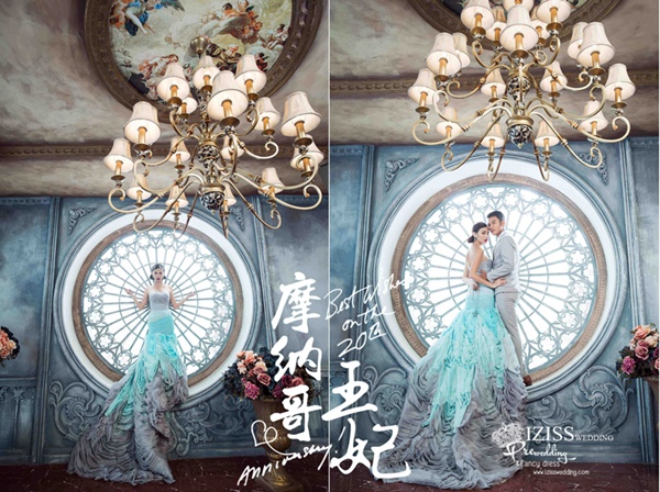 PW459- **พร้อมส่ง**ชุดแต่งงานแฟนซี ชุดเดรสสีเทาฟ้า ชุดถ่ายพรีเวดดิ้ง (prewedding dress) & ชุดแต่งงานแฟนซี (Fancy wedding dress) "ธีมสีเทาฟ้า"