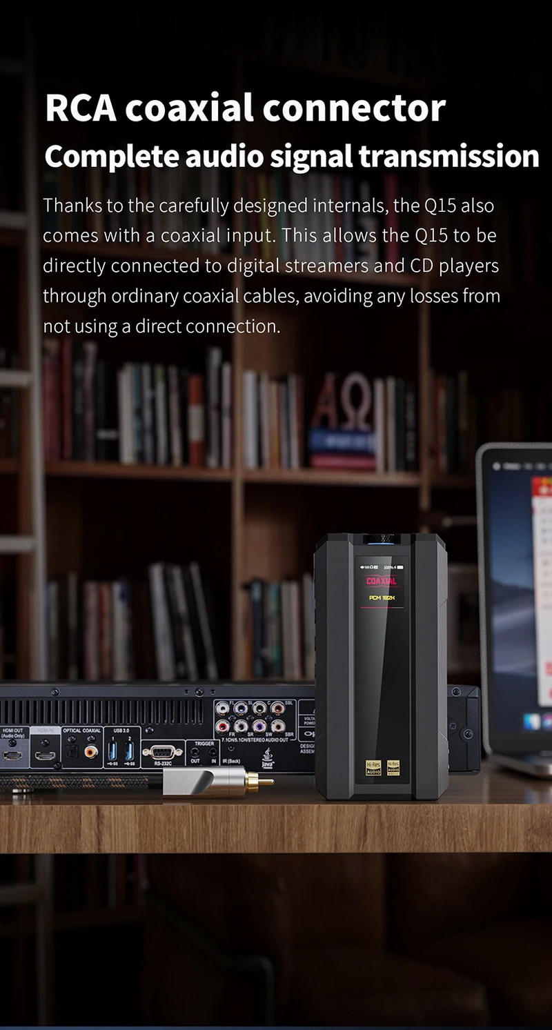 FiiO Q15 DAC/AMP พกพา ชิป DACคู่ จอ IPS รองรับ MQA, PCM 32bit/768kHz, DSD512 ประกันศูนย์ไทย