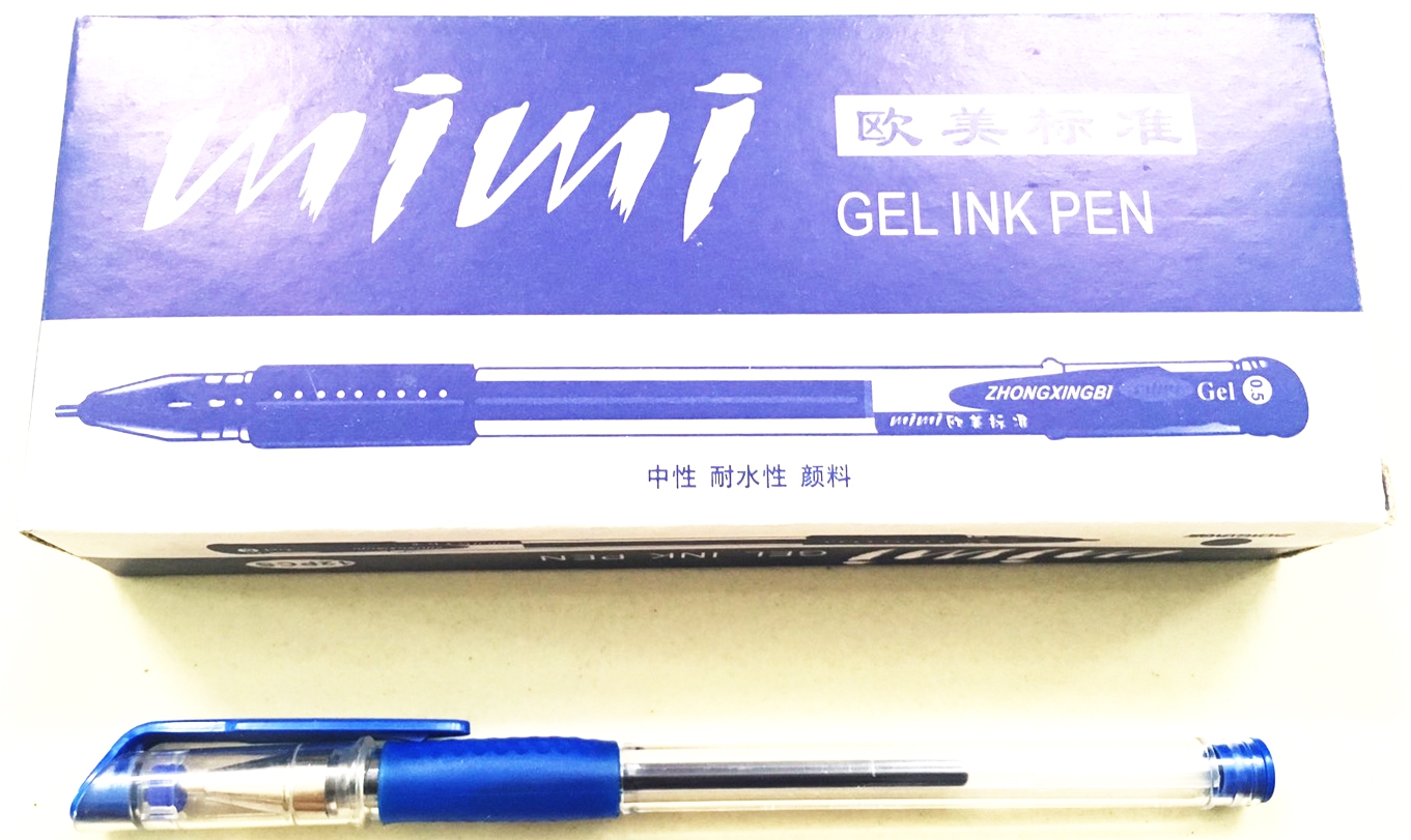 ปากกาเจลหัว 0.5 12 แท่งกล่อง (ดำ,แดง, น้ำเงิน)