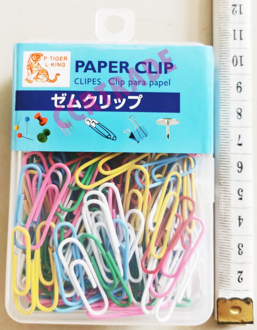 คลิปลวดหนีบกระดาษสีสด 200 ชิ้นกล่อง 8.5 ซม.