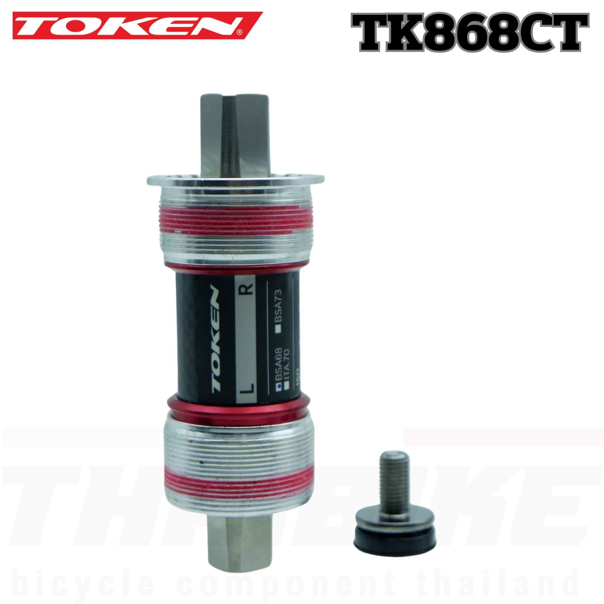 กะโหลกจักรยานแบบเหลี่ยม TOKEN TK868CT Frame BSA 1.37X24T แกนไทเทเนียมยาว 107.5 113.5 118 PREMIUM BEARING