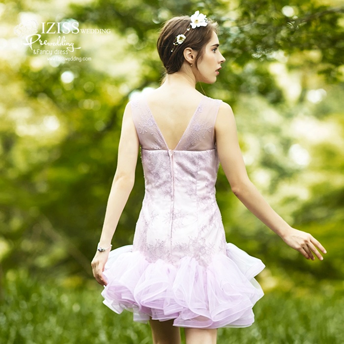 ฺBM0122 - พรีออเดอร์ ชุดเพื่อนเจ้าสาวราตรีสั้นธีมสีม่วง น่ารักมากๆค่ะ