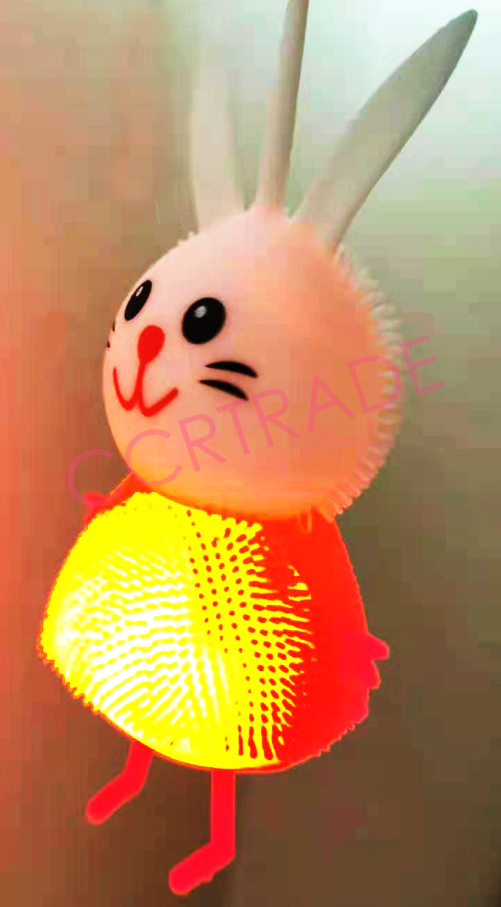 กระต่ายเด้งสีสด มีไฟถาด 17 ซม.