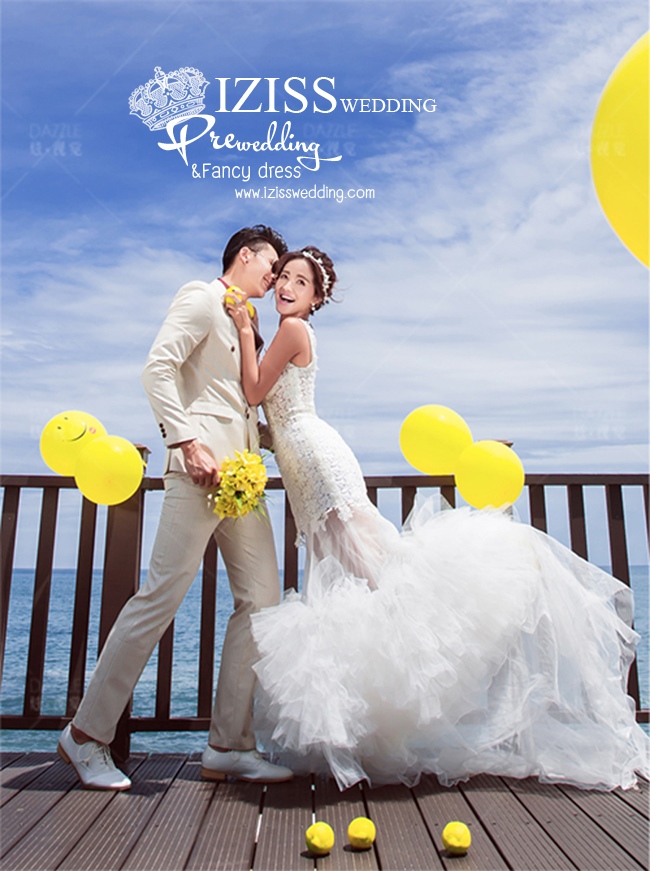 PW390 - **พรีออเดอร์ค่ะ** ชุดคู่ถ่ายพรีเวดดิ้ง (prewedding dress) & ชุดแต่งงานแฟนซี (Fancy wedding dress)ชายหญิง "ธีมสีขาว-น้ำตาล"