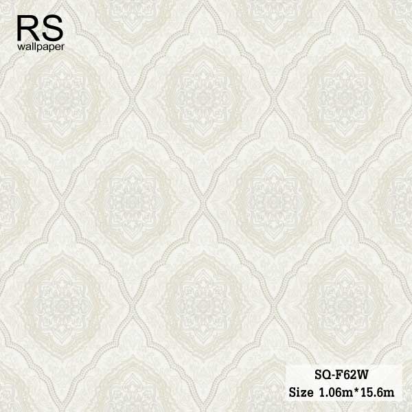 วอลเปเปอร์ ลายหลุยส์คลาสสิค พื้นสีขาวครีม SQ-F62W