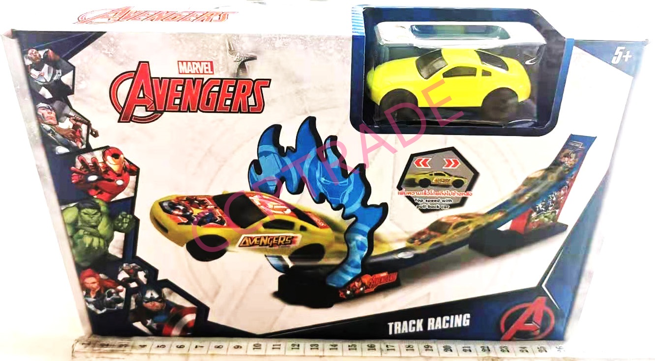 รถแข่งอเวนเจอร์สีสด+รางซิ่งกล่อง 17.5x27 ซม.(ลิขสิทธิ์แท้)(1x3)