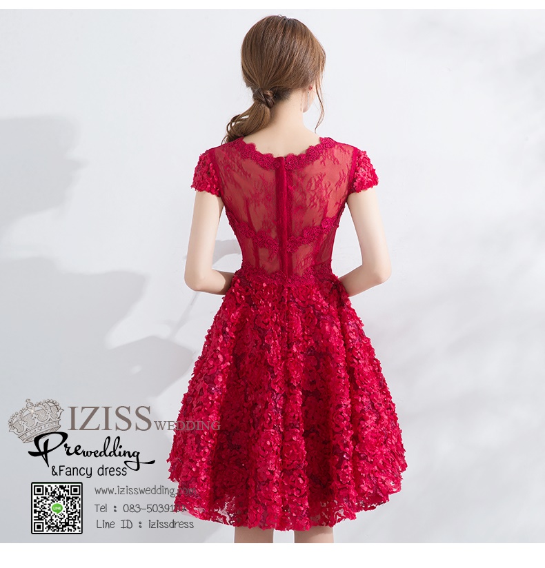 DS025 - **Pre order** ชุดราตรี เดรสสั้นออกงาน (short dresses) ชุดไปงานแต่งงานสวยๆ "ธีมแดง"