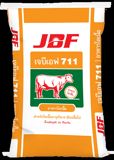เจบีเอฟ 711 อาหารโคเนื้อ อายุเกิน 6 เดือนขึ้นไป บรรจุ 30กก. 12 โปรตีน ไม่มียูเรีย