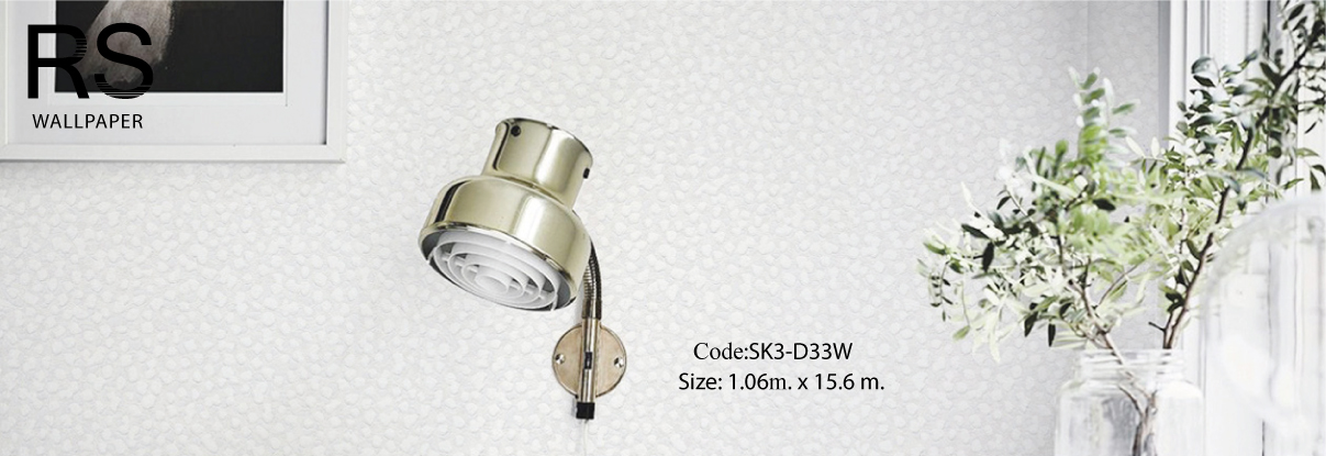วอลเปเปอร์ลายเม็ดโฟมคล้ายหินกวดก้อนเล็กสีขาวพื้นสีเทาเงิน SK3-D33W
