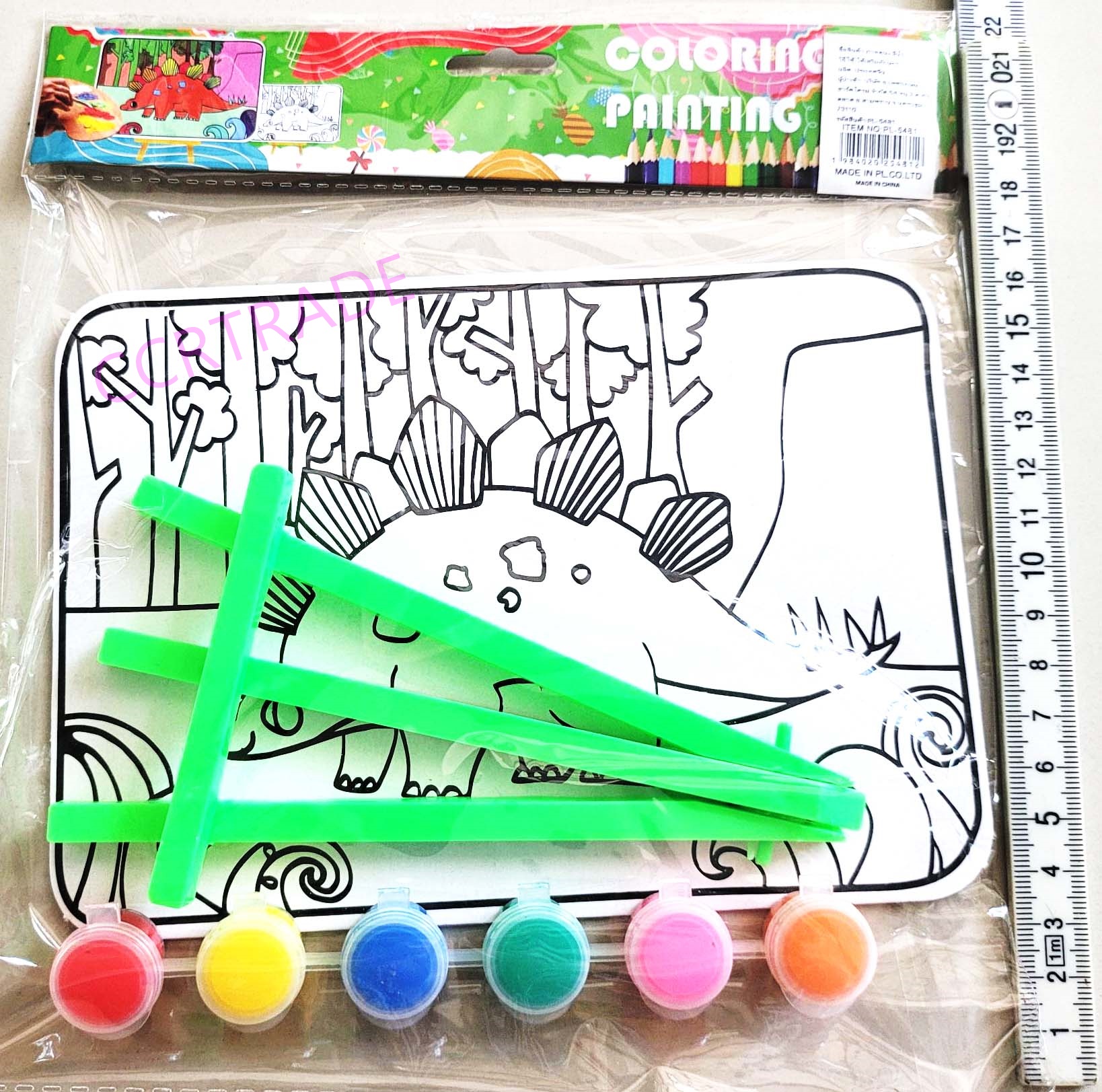 ชุดระบายสีการตูน มีขาตั้ง+สีน้ำ 6 สีถุง 25 ซม.