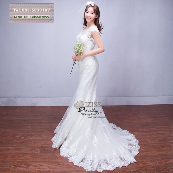 BR248 **พรีออเดอร์**ชุดแต่งงาน&ชุดเจ้าสาวแบบยาวสีขาวเกรดพรีเมี่ยม เปิดไหล่ มีแขน หรูหราน่ารัก สวยโดดเด่นไม่ซ้ำใคร