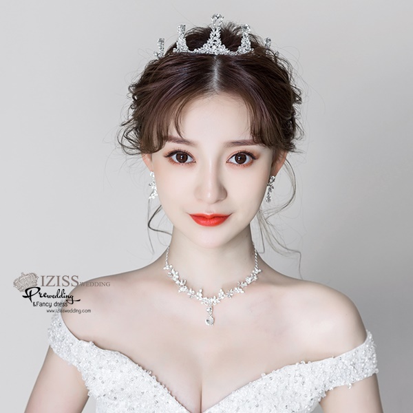 AC006 **พรีออเดอร์**เทียร่า มงกุฎเพชร ต่างหู สร้อยคอเจ้าสาว ชุดเครื่องประดับเจ้าสาวสวยหรูดุจเจ้าหญิง