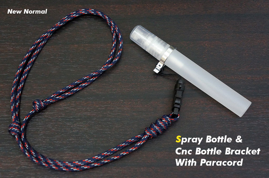 สายคล้องคอเชือก Paracord 550 พร้อมตัวแขวนCNC กับ ขวดสเปรย์ ขนาดพกพา 10ml