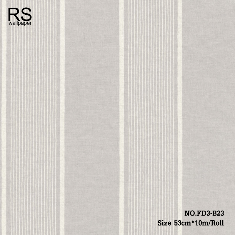 วอลเปเปอร์ลายทางสีขาวเทกเจอร์ผ้าพื้นสีเทา FD3-B23