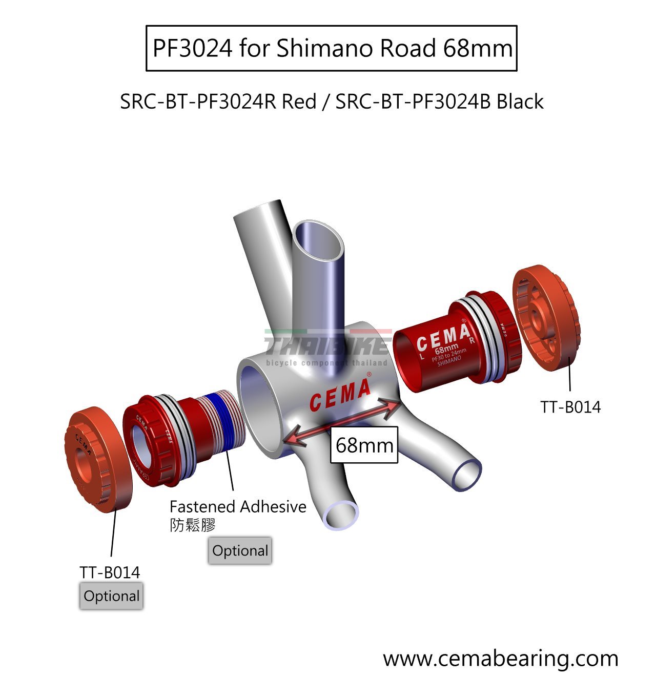 กะโหลกเซรามิกแบบเกลียวกลาง CEMA PF3024 CERAMIC INTERLOCK BOTTOM BRACKET