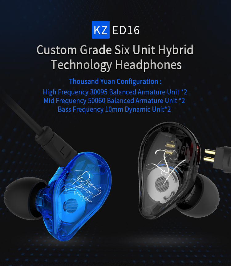 ขาย KZ ED16 หูฟัง Hybrid 3 ไดร์เวอร์ (2BA+1DD) ถอดสายได้ ประกันศูนย์ไทย