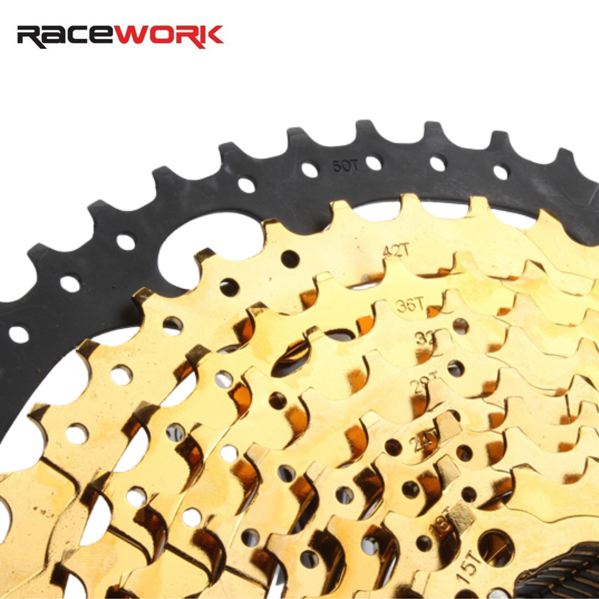 เฟืองจักรยานสีทอง RACEWORK 11SPD ขนาด 11-50T เฟือง 11สปีด