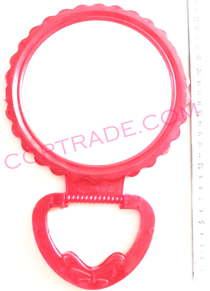 กระจกสีสดกลมใหญ่ ขอบหยัก 18x27 ซม.