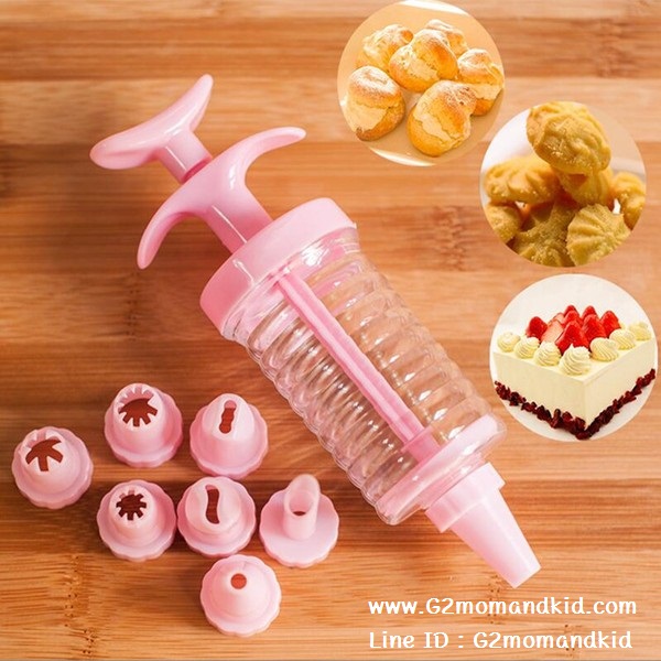 ++พร้อมส่ง++ เซตกระบอก พร้อมหัวบีบ แต่งหน้าเค้ก คุ๊กกี้ 1 เซต มี 8 หัว 8 ลาย สีชมพู สินค้าตามภาพค่ะ