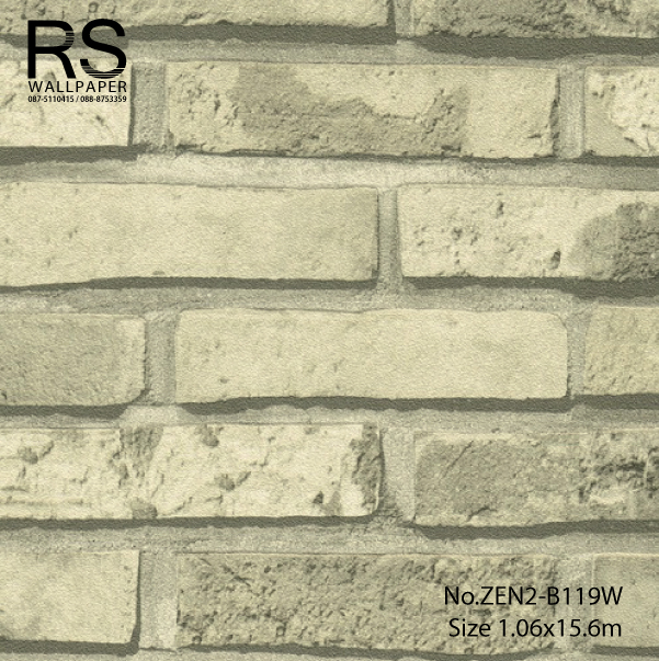 วอลเปเปอร์ ลายอิฐสีเทาครีม No.ZEN2-B119W