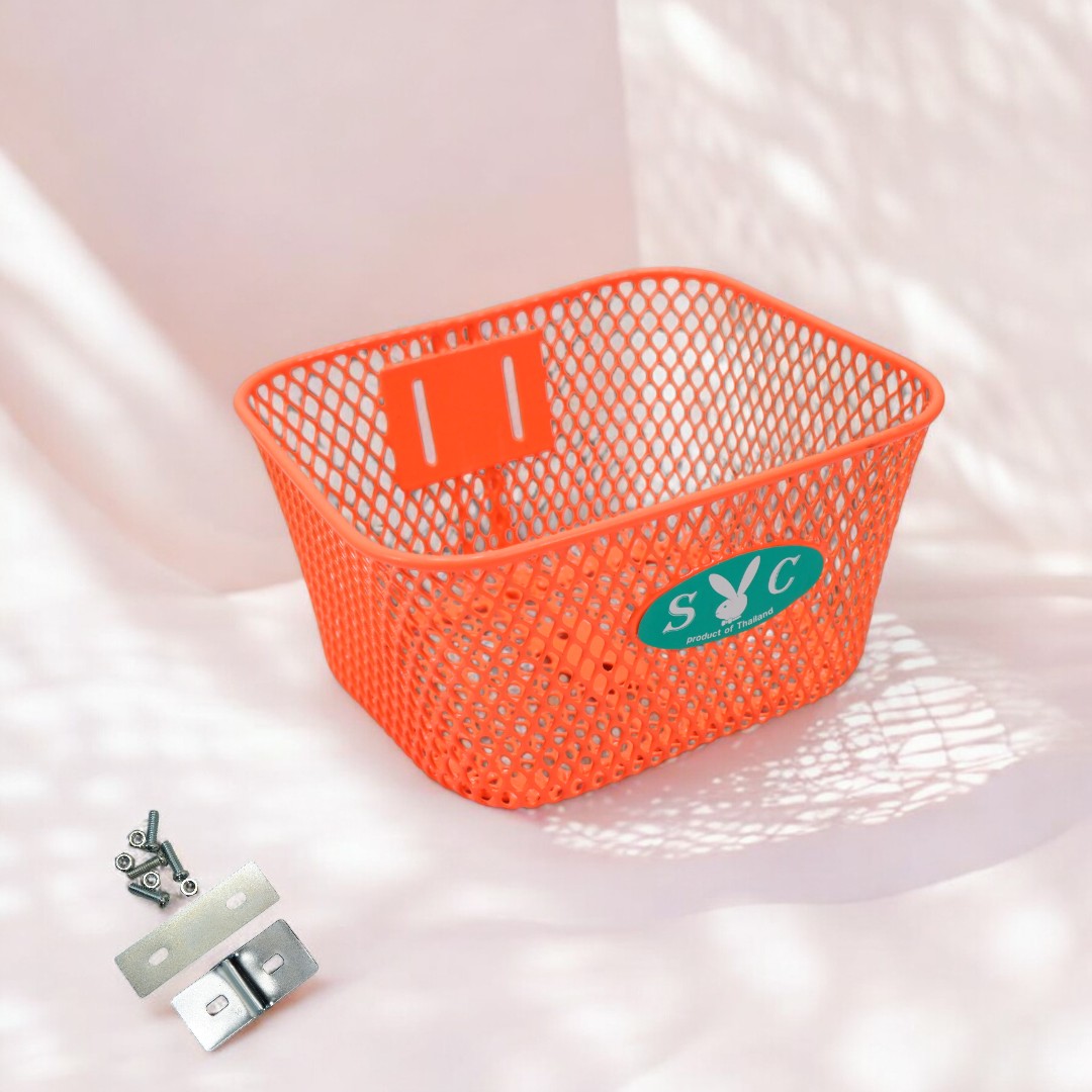ตะกร้าหน้าจักรยานเด็กSYCของแท้สีสดใสแข็งแรงติดตั้งง่ายเหมาะสำหรับจักรยาน12‑16นิ้ว