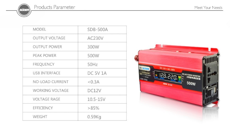 Inverter DC 12V to AC 220V 500W Modified Sine