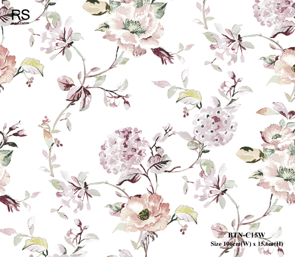 วอลเปเปอร์ลายดอกไม้ สีม่วง-ส้ม BTN-C15W