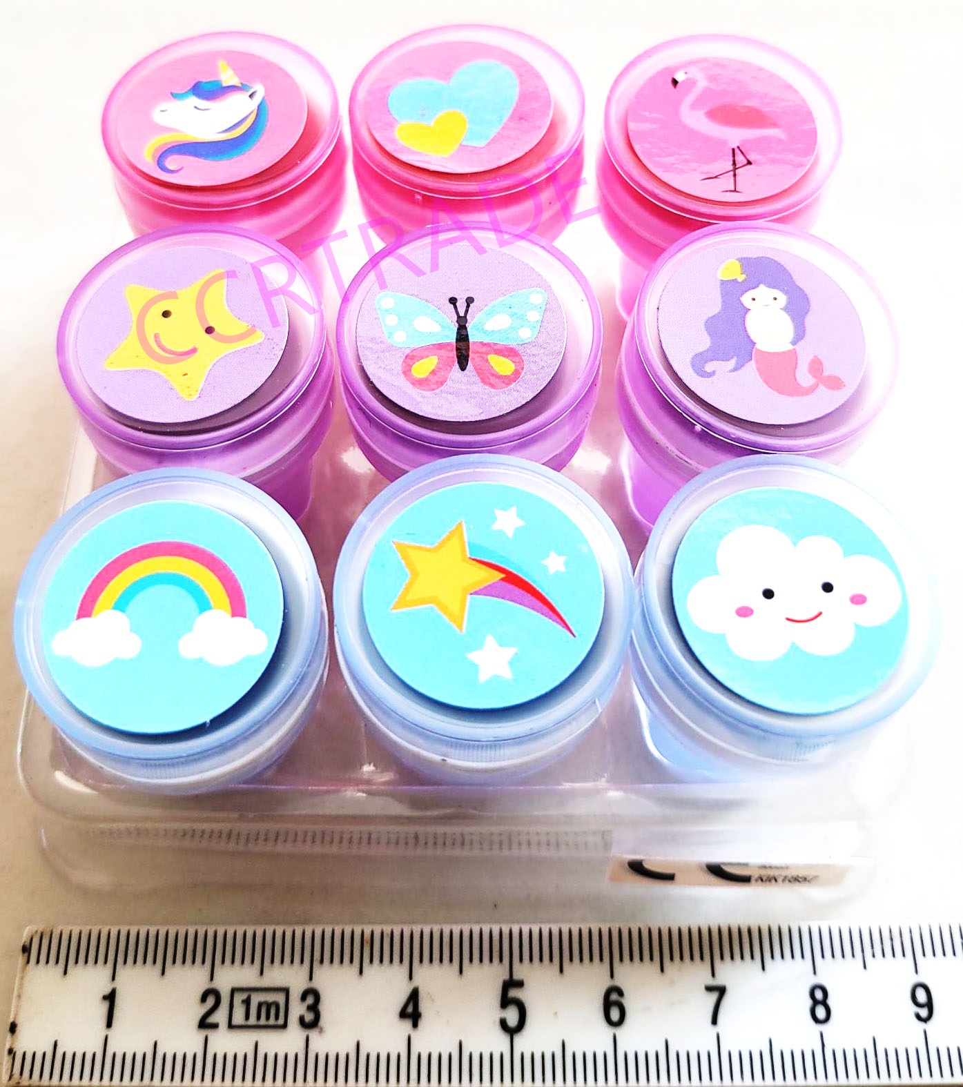 ตัวปั้มการ์ตูน 9 ชิ้นกล่องใส 9x12 ซม.(มีหมึกในตัว)