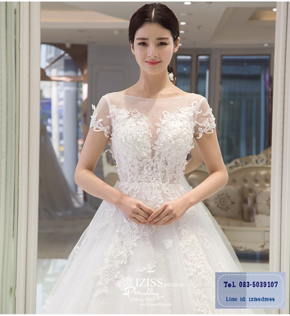BR204 **พรีออเดอร์**ชุดแต่งงาน&ชุดเจ้าสาวแบบยาวสีขาวเกรดพรีเมี่ยม หรูหราน่ารัก สวยโดดเด่นไม่ซ้ำใคร